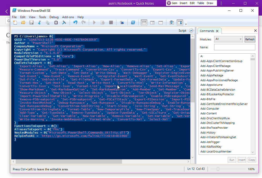 Use Gem Menu’s Paste Rich text feature to paste the code copied from Windows PowerShell ISE to OneNote, and keep the syntax highlighted.