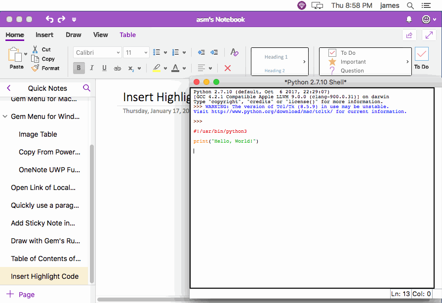 how to highlight on onenote on macbook