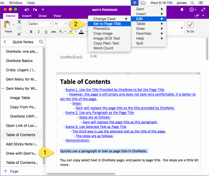 Select a Paragraph, Set to Page Title 