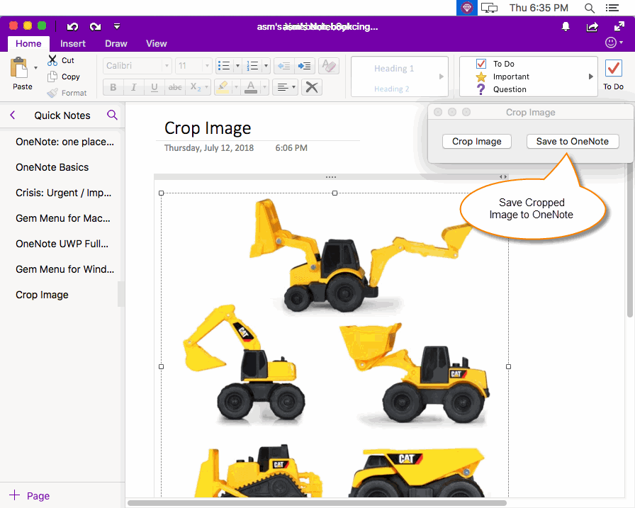 Save Cropped Image to OneNote