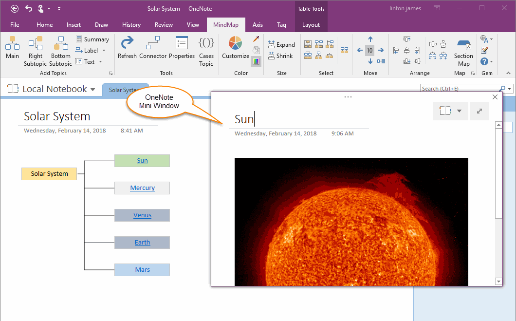 Open and Edit Page by Mini OneNote Window