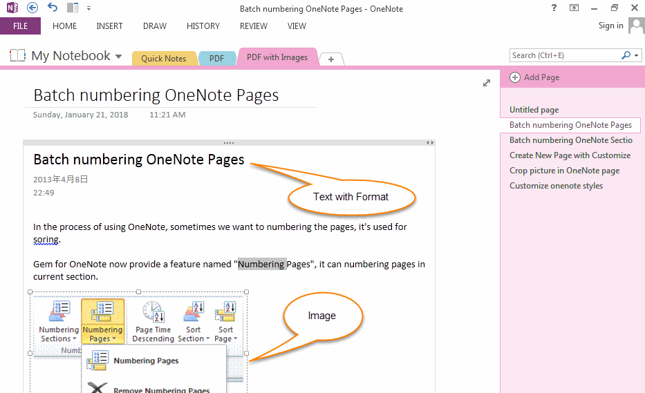 PDF Display as Formatted Text and Images in OneNote