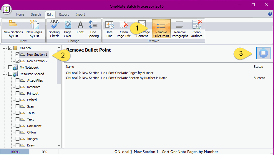 Remove Bullet Point in OneNote Batch