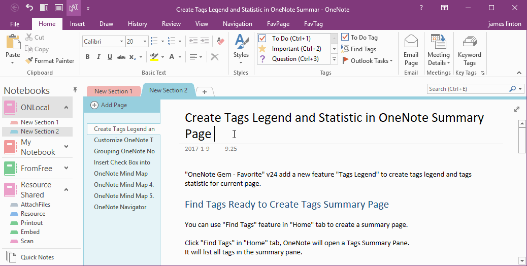 Simulate Evernote Tags in OneNote