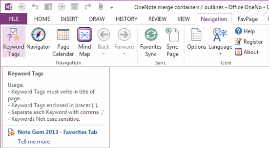 OneNote Keyword Tags Feature