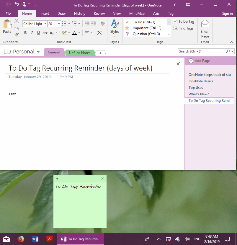 Use OneNote reminder to set up To-Do items to be alerted only on workdays.