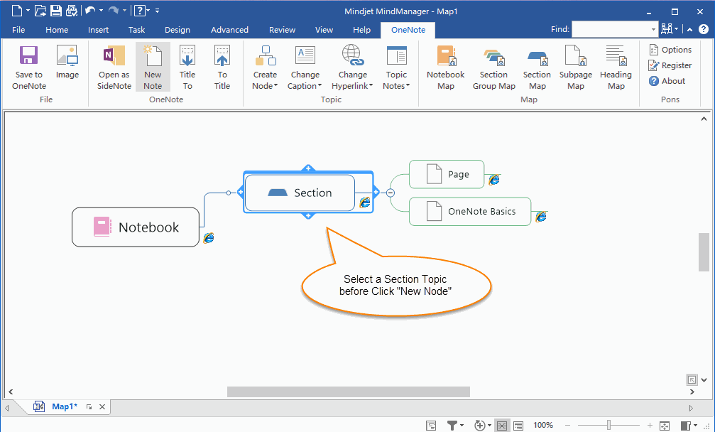 Create OneNote Page from MindManager