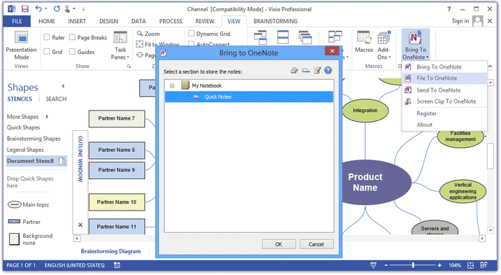 Send to OneNote from Excel