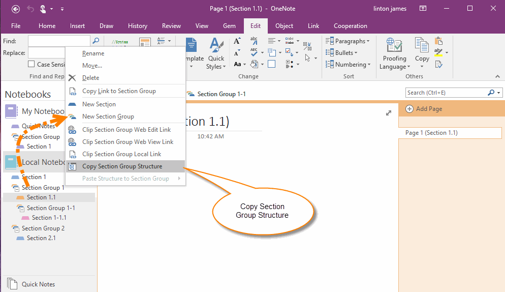 Copy Structure of a OneNote Section Group