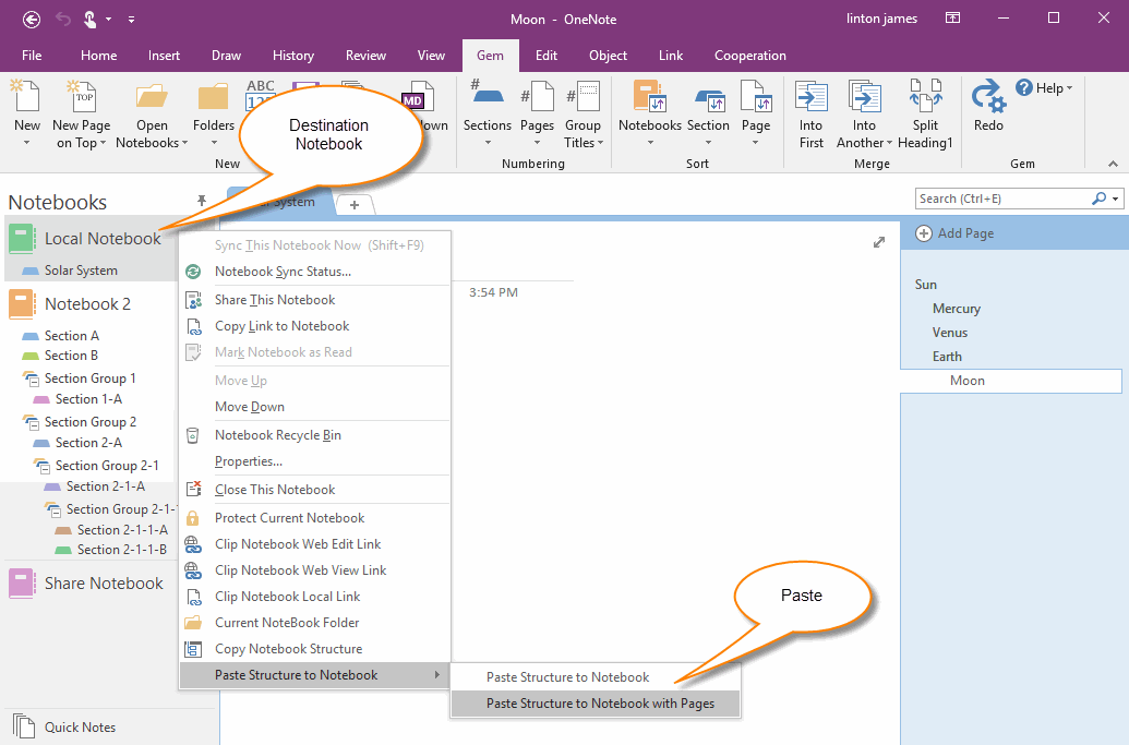 how to insert code to onenote gem for onenote