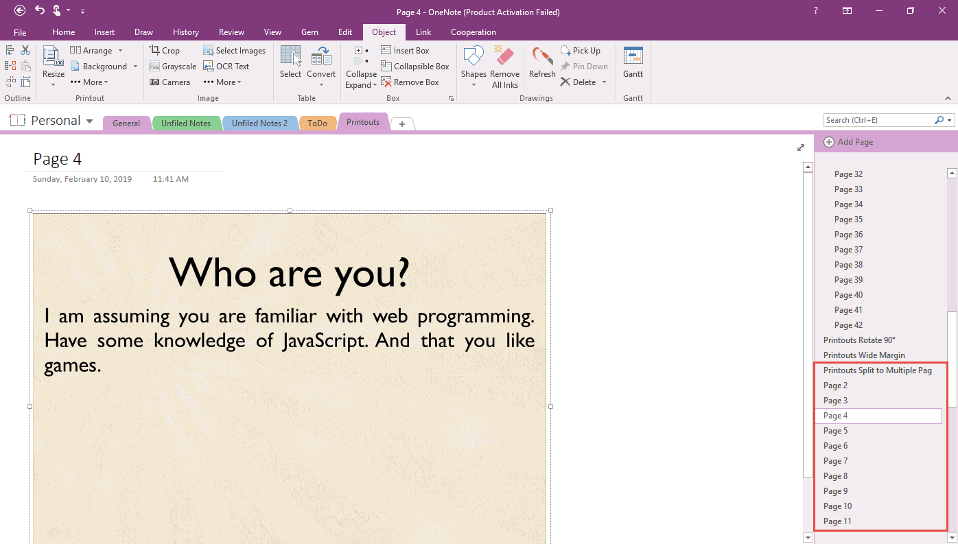 Crop the Edges of Printouts in Multiple OneNote pages at Once