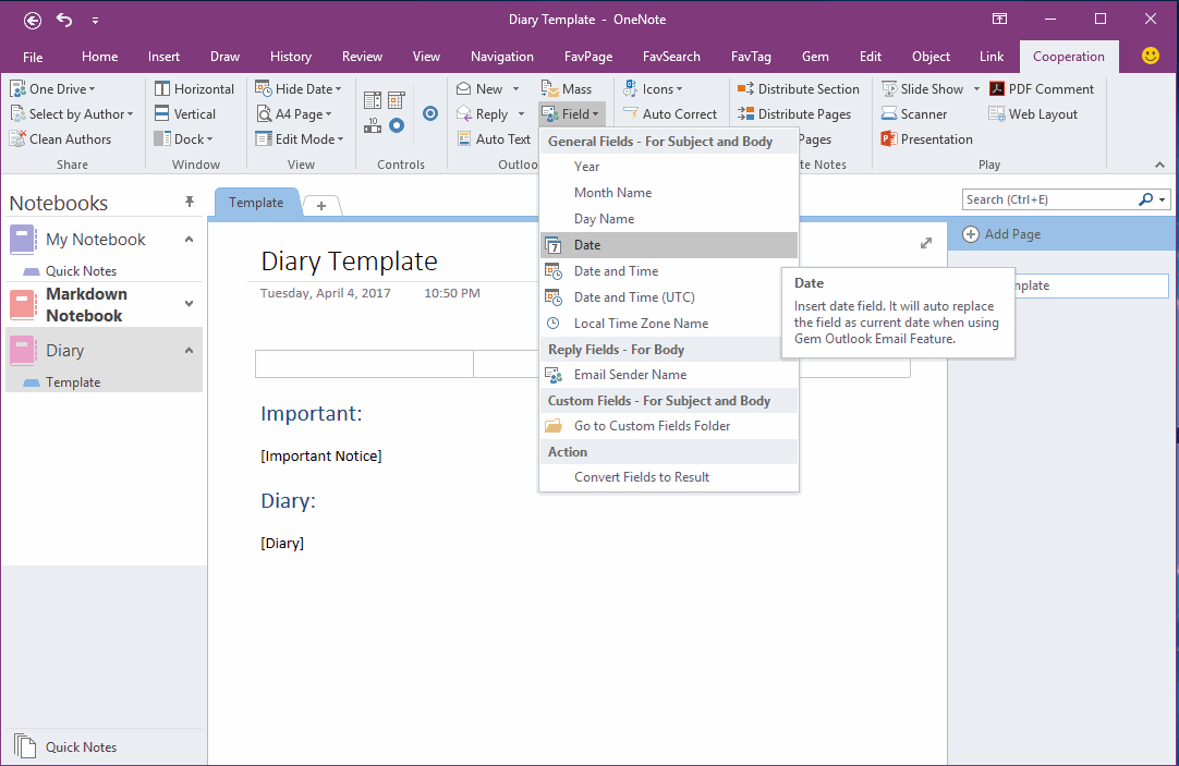 onenote notebook templates