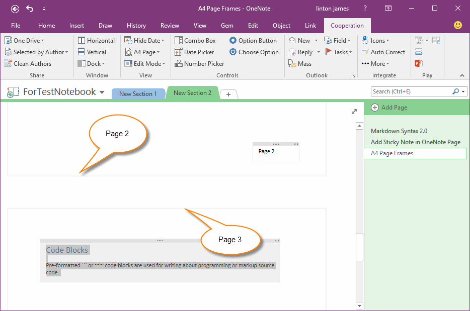 onenote add ins view file sizes