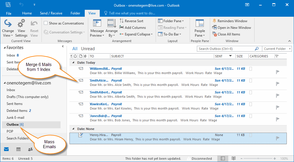 Mass Send Emails in Outlook