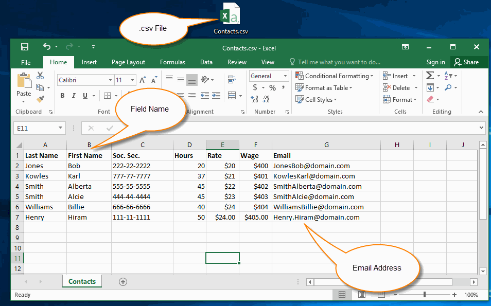Create a .CSV File in Excel