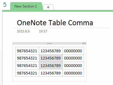 Select some cells in OneNote native table.