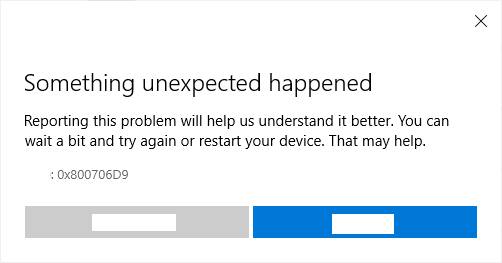 UWP:  Reinstall OneNote from Microsoft Store, Unexpected Error Happened: 0x800706D9