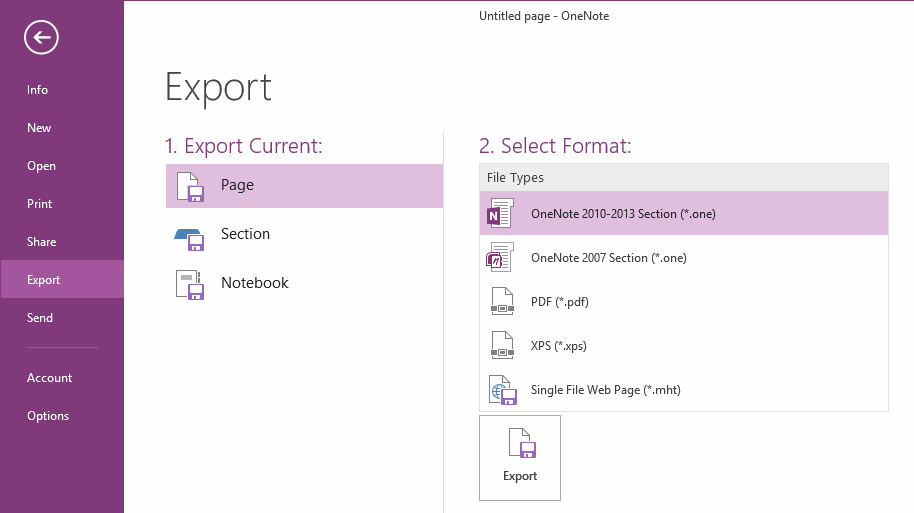 How To Export In Notebook For Mac 2016