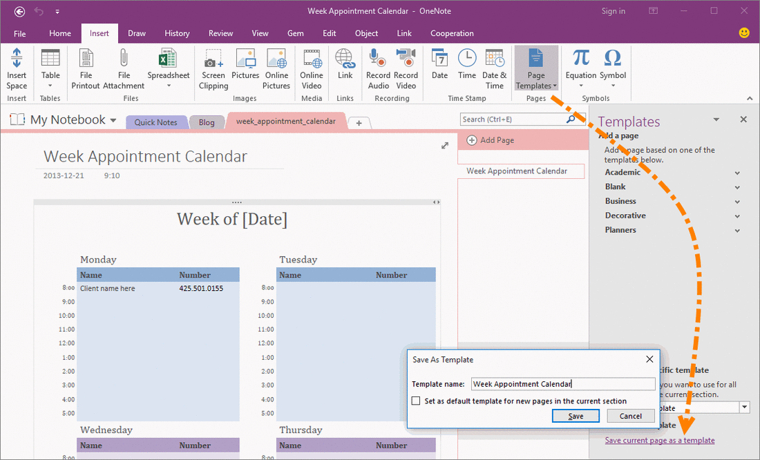 How to Delete Customize Template in OneNote? Office OneNote Gem AddIns
