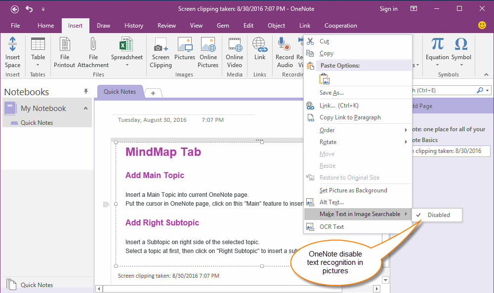 how to use onenote ocr