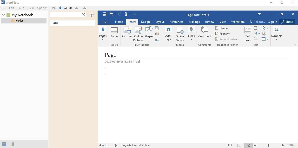 In WordNote, you can use a text box instead of a container for OneNote, which can be placed anywhere