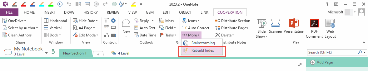 Rebuild OneNote search index