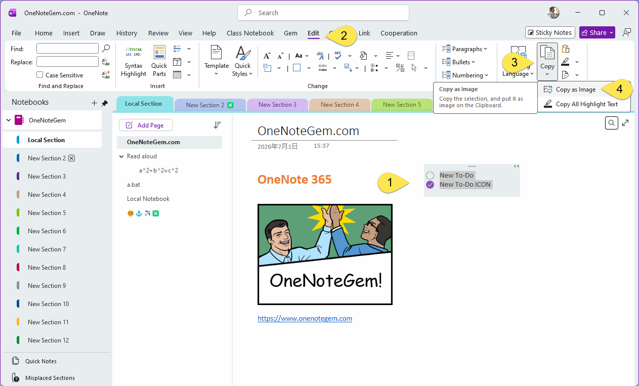 copies the selected content and places it in image format on the clipboard.