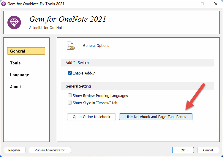 Use the Hide Notebook and Page Tabs Panes Feature