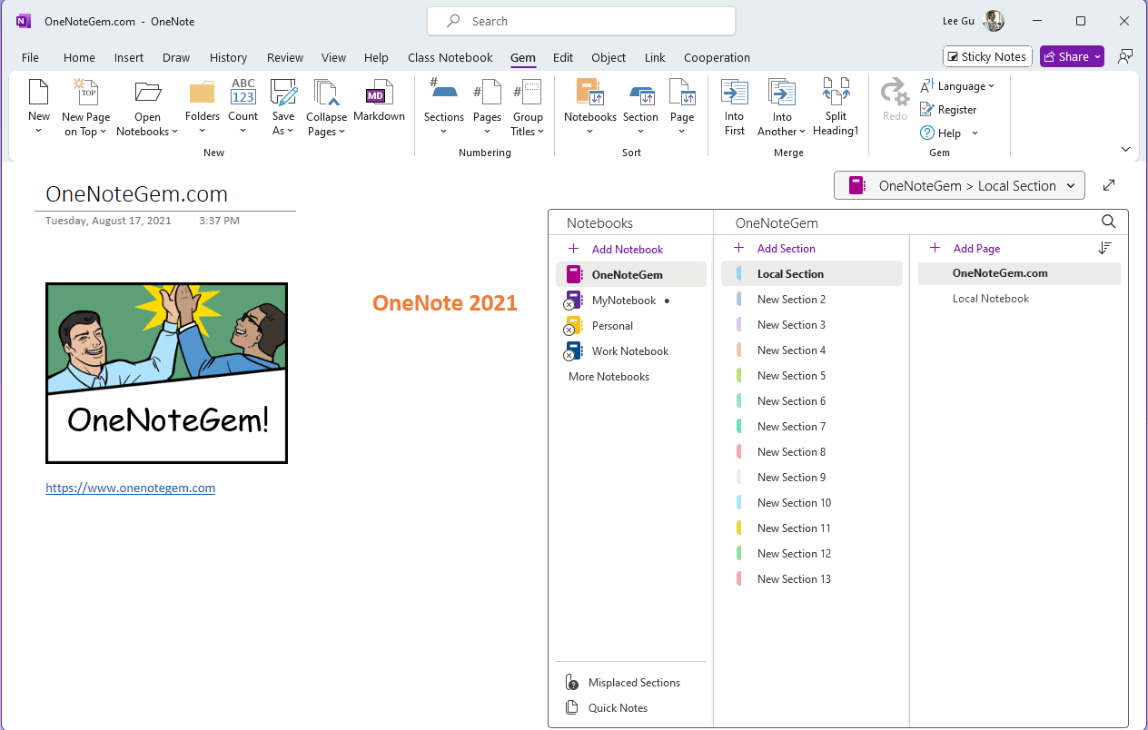 Toggle OneNote Notebooks and Pages in the Pageless Tabs View