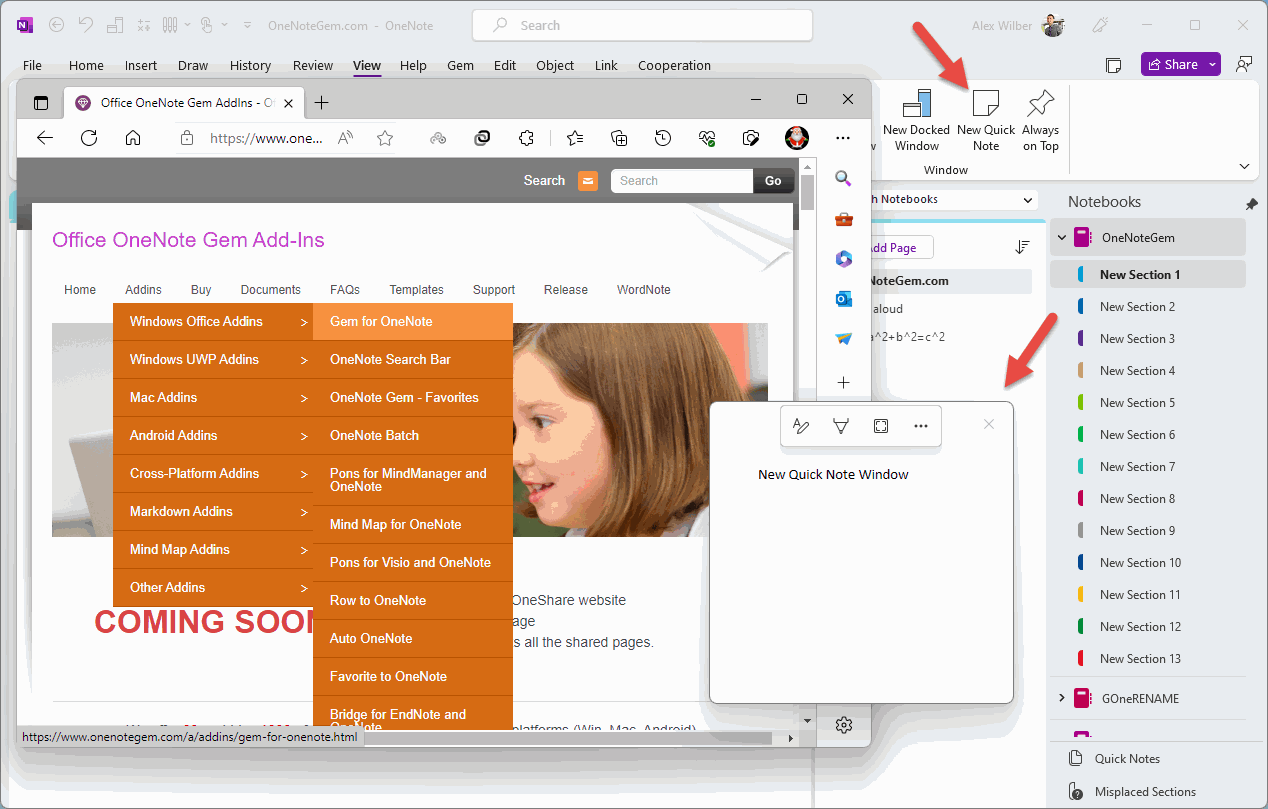 Quick Note Window Always Show on the Top