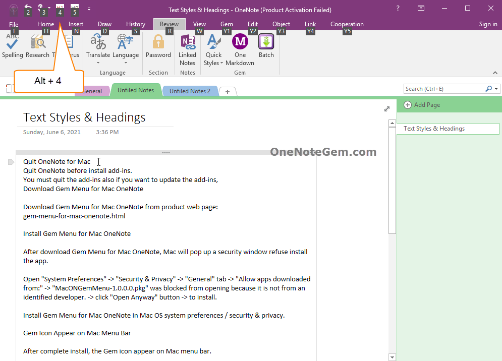 Shortcuts of Quick Access Toolbar