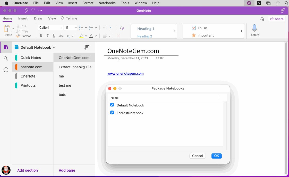 Select the OneNote Notebooks You Want to Pack