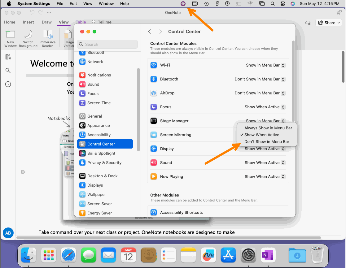 Don’t show in the Menu Bar