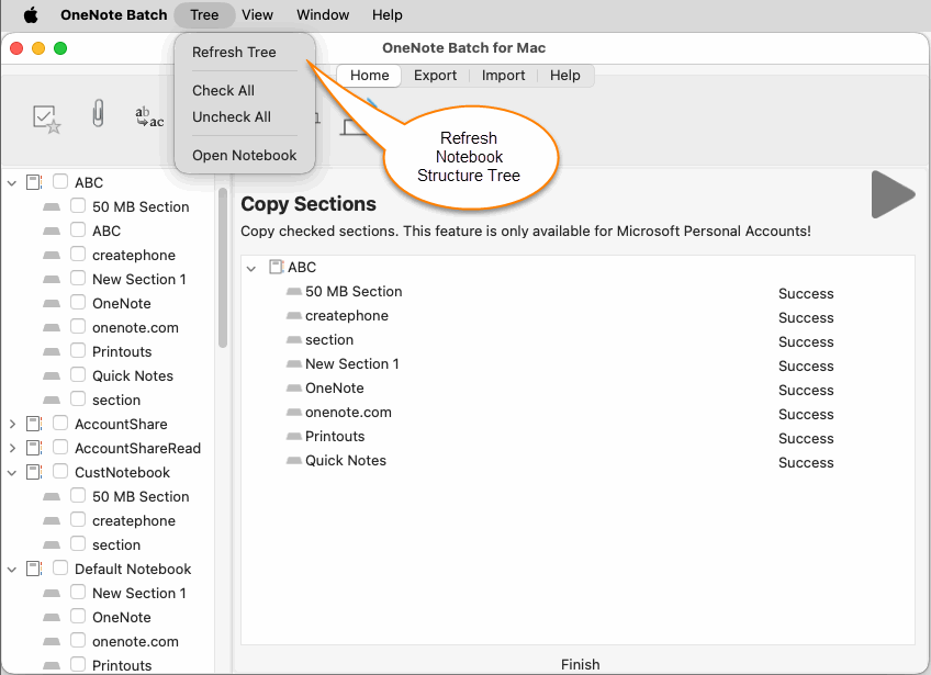 Refresh the Notebook Structure Tree