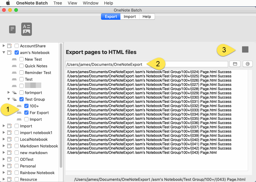 Export tab