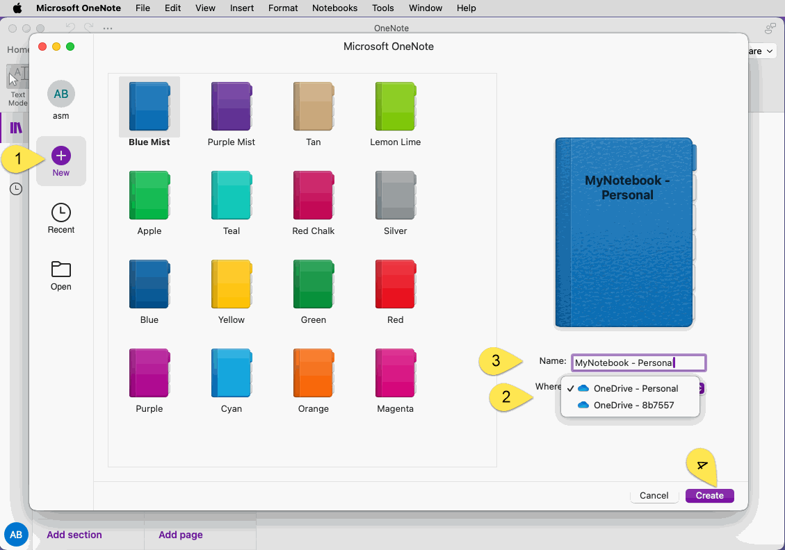 Create a Notebook in Microsoft Personal Account