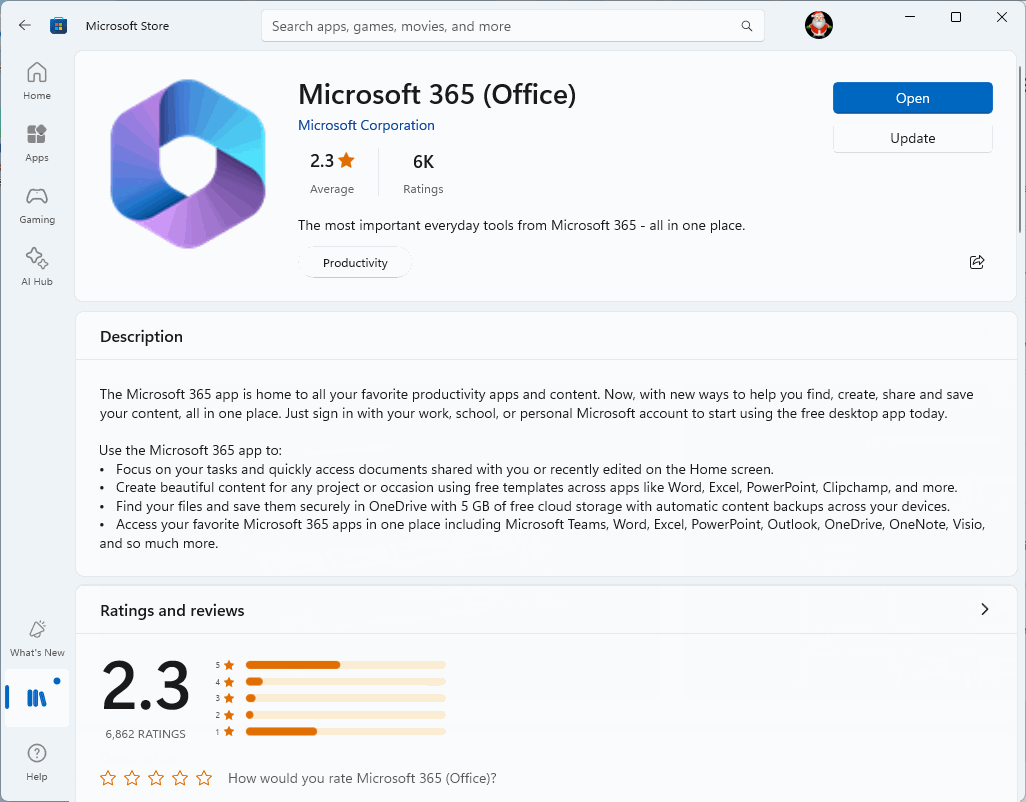 Install Microsoft 365 (Office) App from Microsoft Store