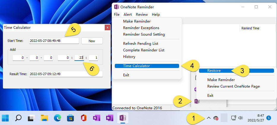 OneNote Time Calculator