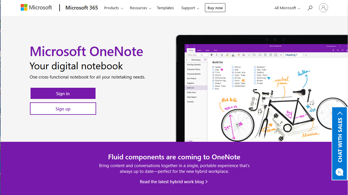 Open https://onenote.com in browser, Then click “Sign in” button.