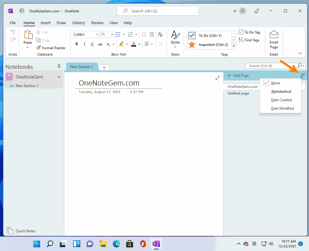 OneNote 2021 in Microsoft 365