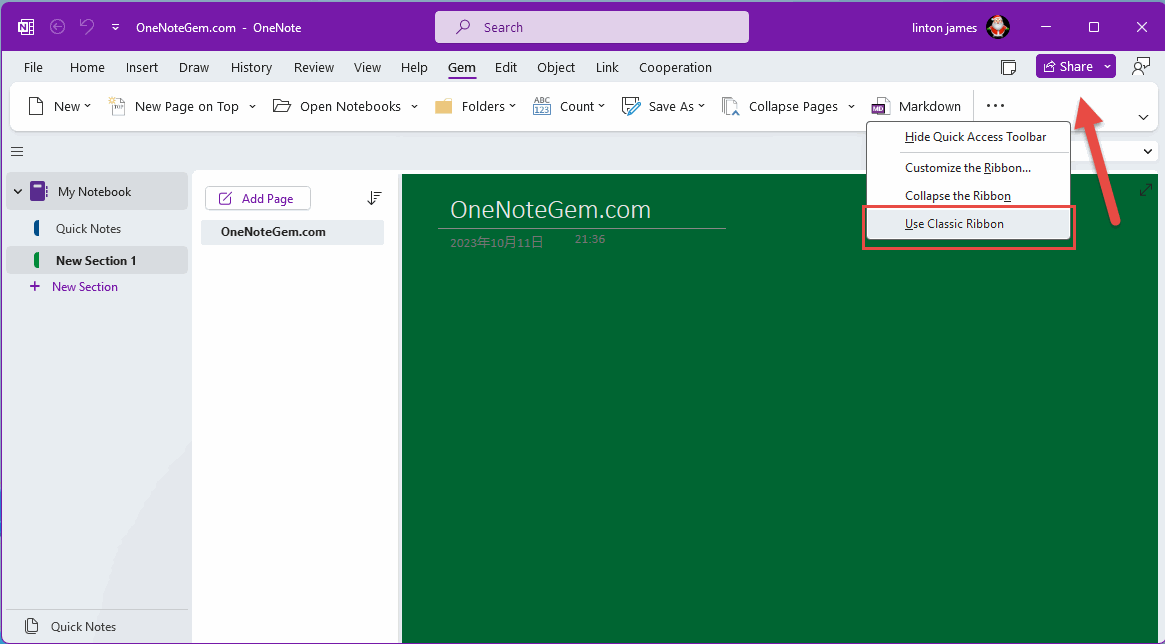 Another Way - From Righ-click Menu of Blan Area of Ribbon