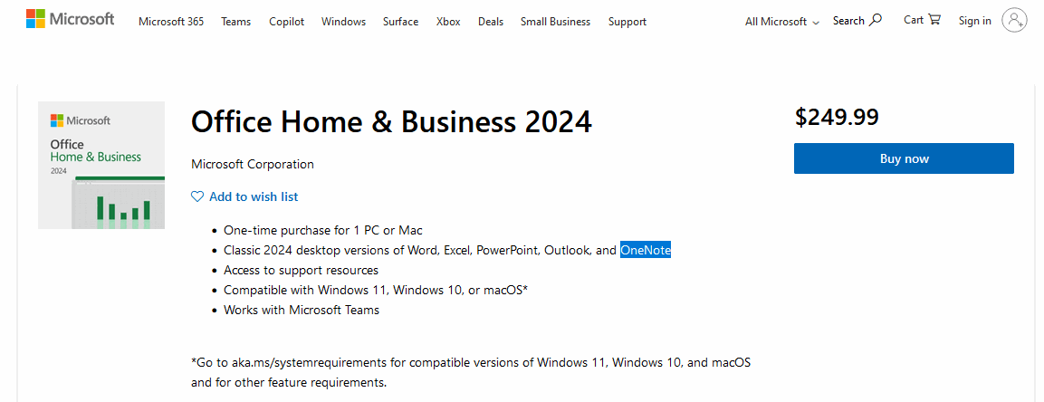 Microsoft Office 2024 Purchase Webpage