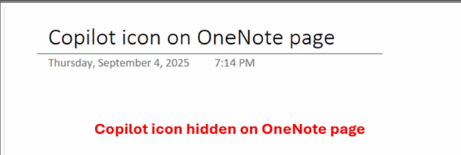 Copilot Icon Hidden on OneNote Page