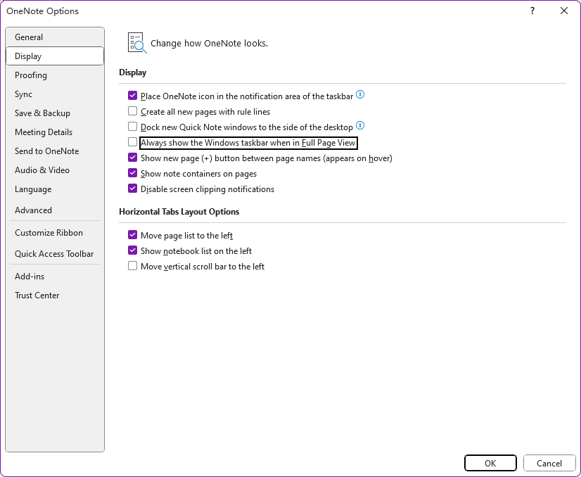 Always show the Windows taskbar when in Full Page View.