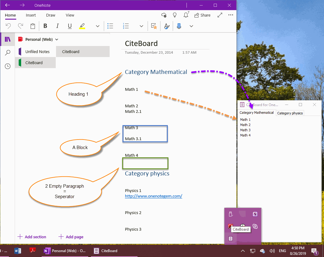 Citeboard for OneNote