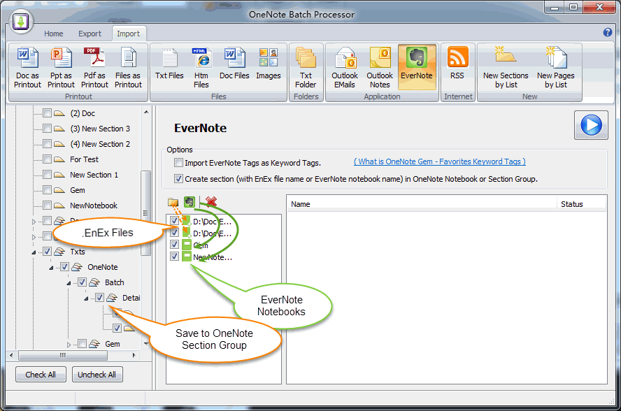 OneNote Import Evernote