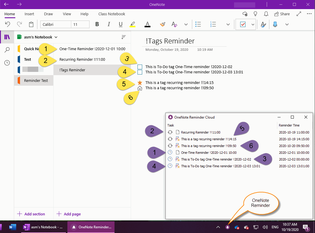 OneNote Reminder Cloud, OneNote Reminder UWP