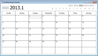 OneNote Page Calendar