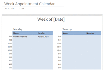 Week Appointment Calendar Template