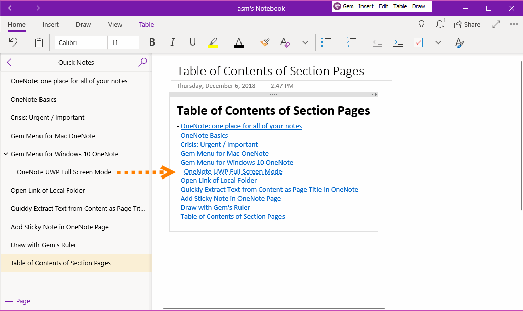 Generated Table of Contents 
